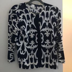J Crew Navy and White Cardigan
